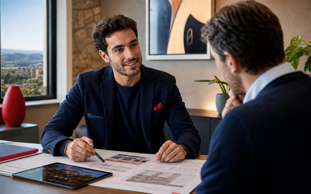 Commerciale Idraterm durante un incontro con un cliente